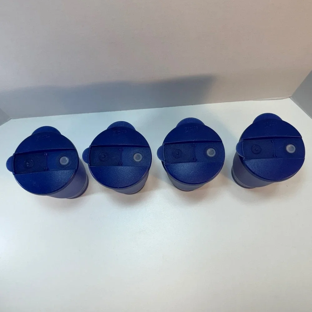 Ziploc Tumbler Set 18oz Cobalt Blue Plastic Travel Cups Spill-Proof Lids 4 Pack